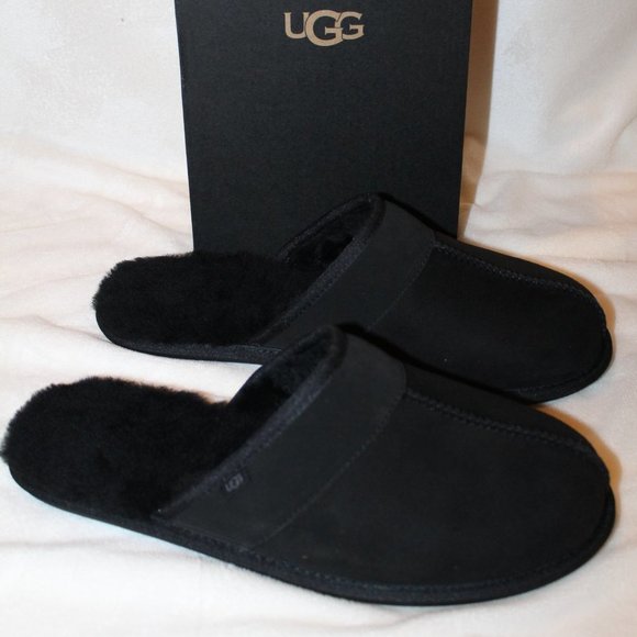 NEW‎ UGG MEN\'S SUEDE LEISURE SCUFF SLIP ON SLIPPERS BLACK main image 4